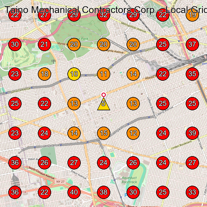 Taino Mechanical Contractors Corp GeoGrid visibility map for Hvac Contractor in Queens